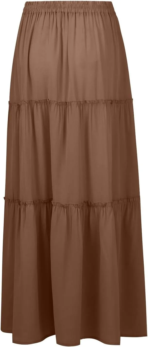 Solid Color Skirts for Women, Maxi Beach Casual Vacation Elegantes Womens Skirts