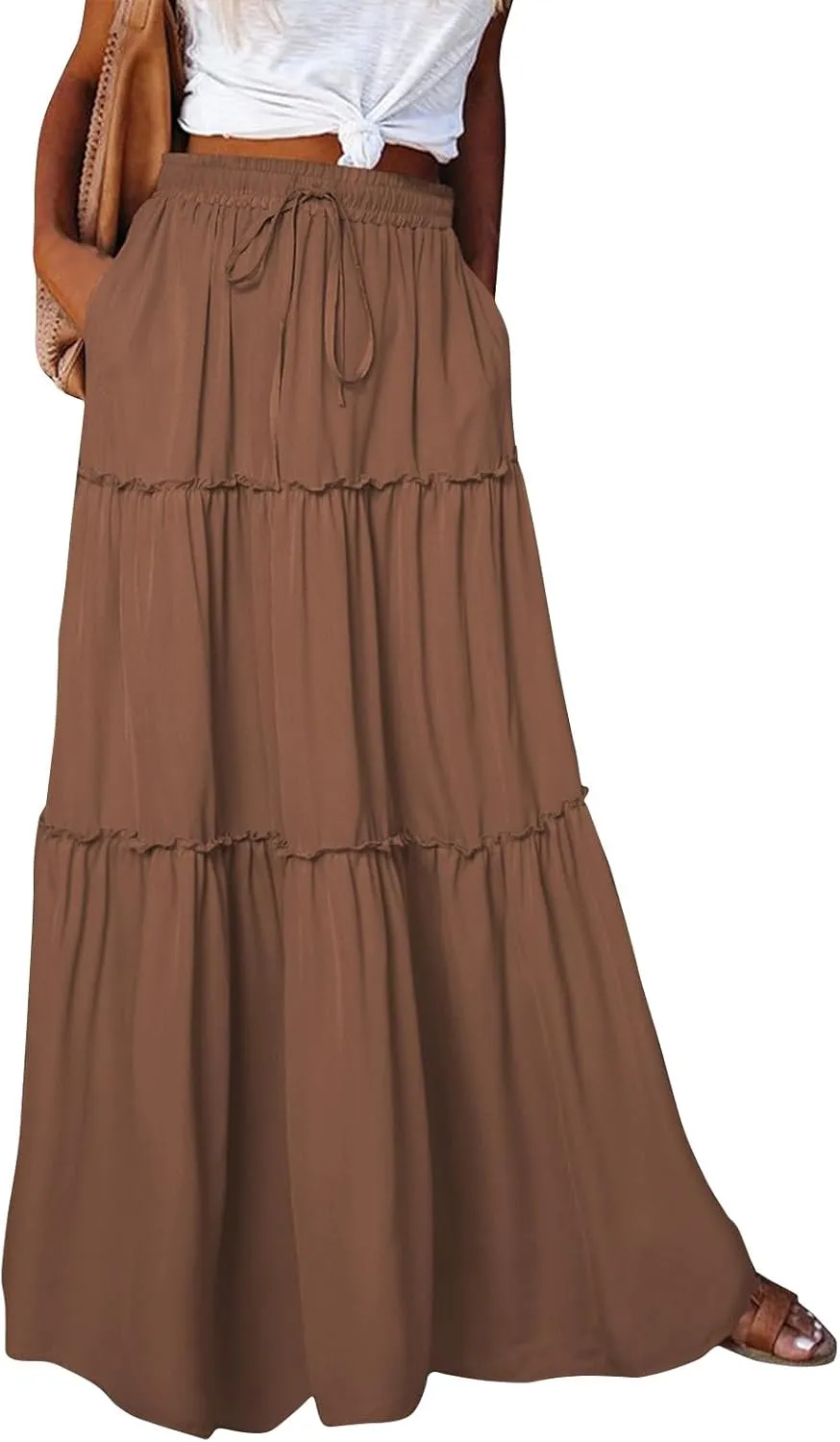 Solid Color Skirts for Women, Maxi Beach Casual Vacation Elegantes Womens Skirts