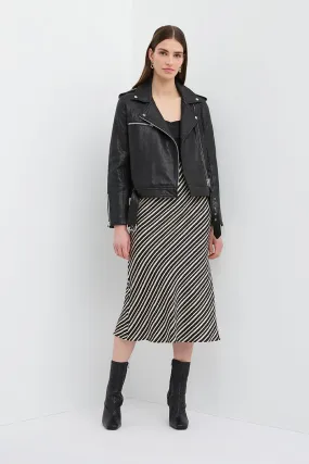 STRIPE SILK BIAS SKIRT