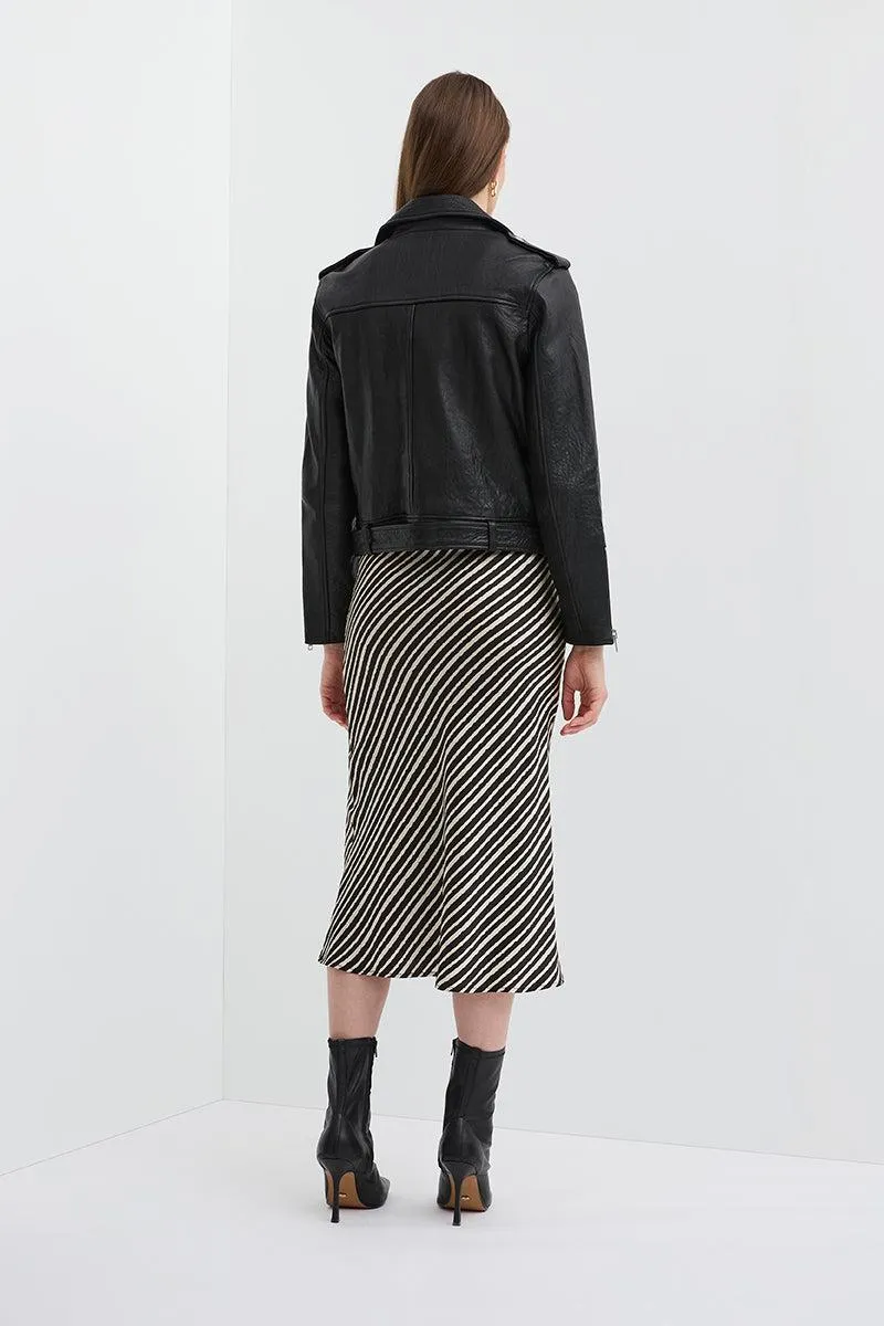 STRIPE SILK BIAS SKIRT