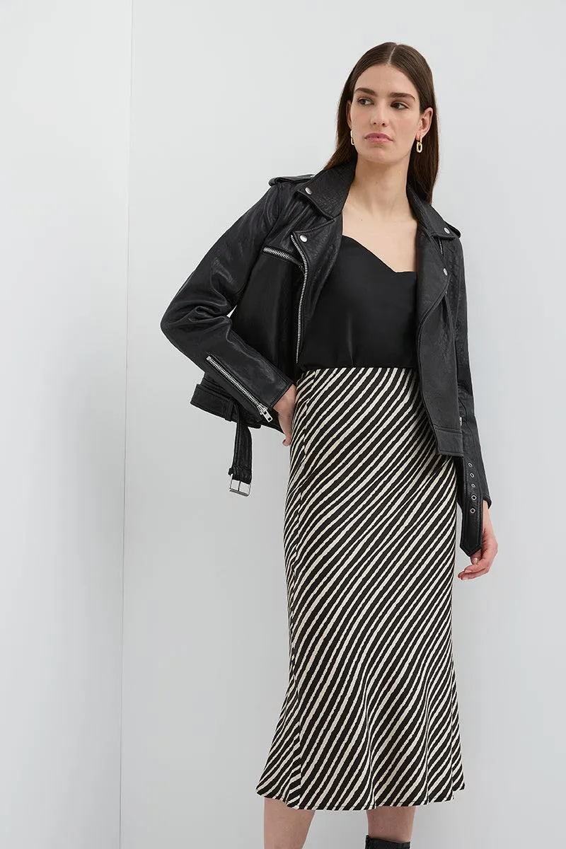 STRIPE SILK BIAS SKIRT