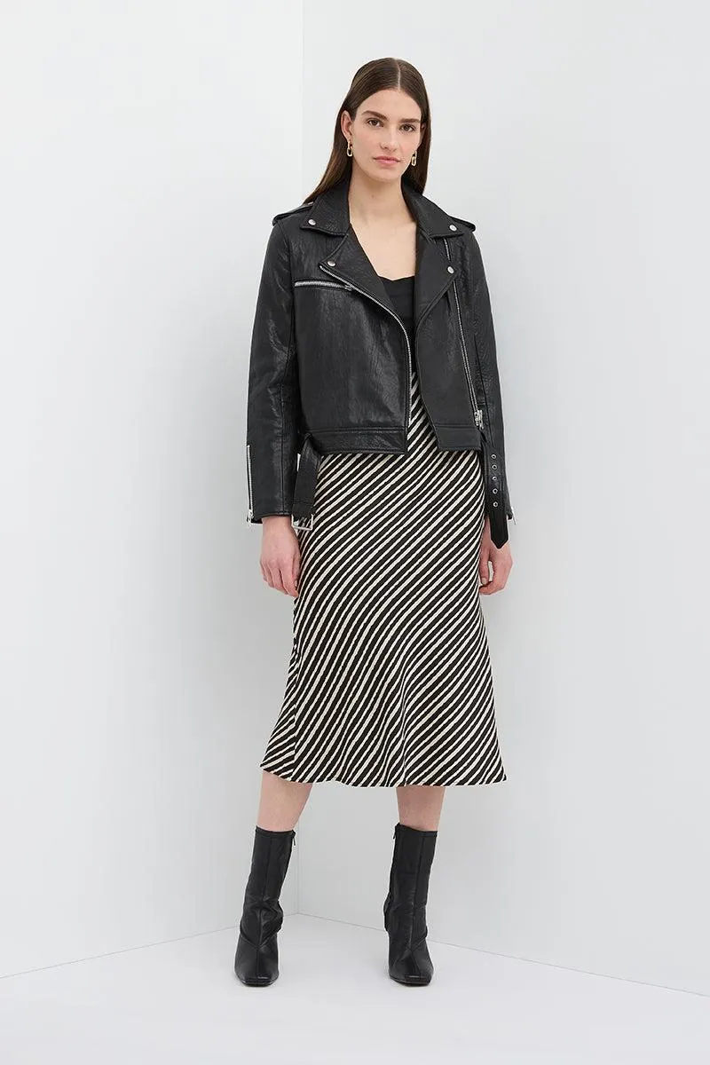 STRIPE SILK BIAS SKIRT