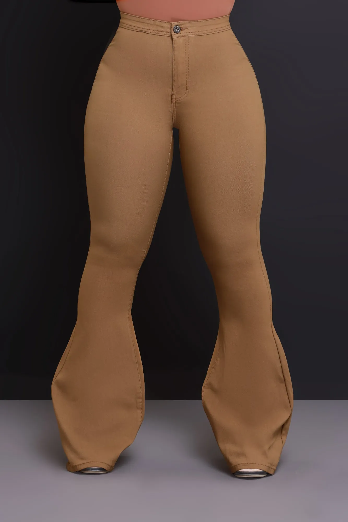 Super Swank High Rise Flare Stretchy Jeans - Mocha