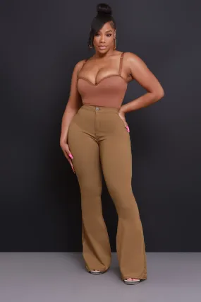 Super Swank High Rise Flare Stretchy Jeans - Mocha