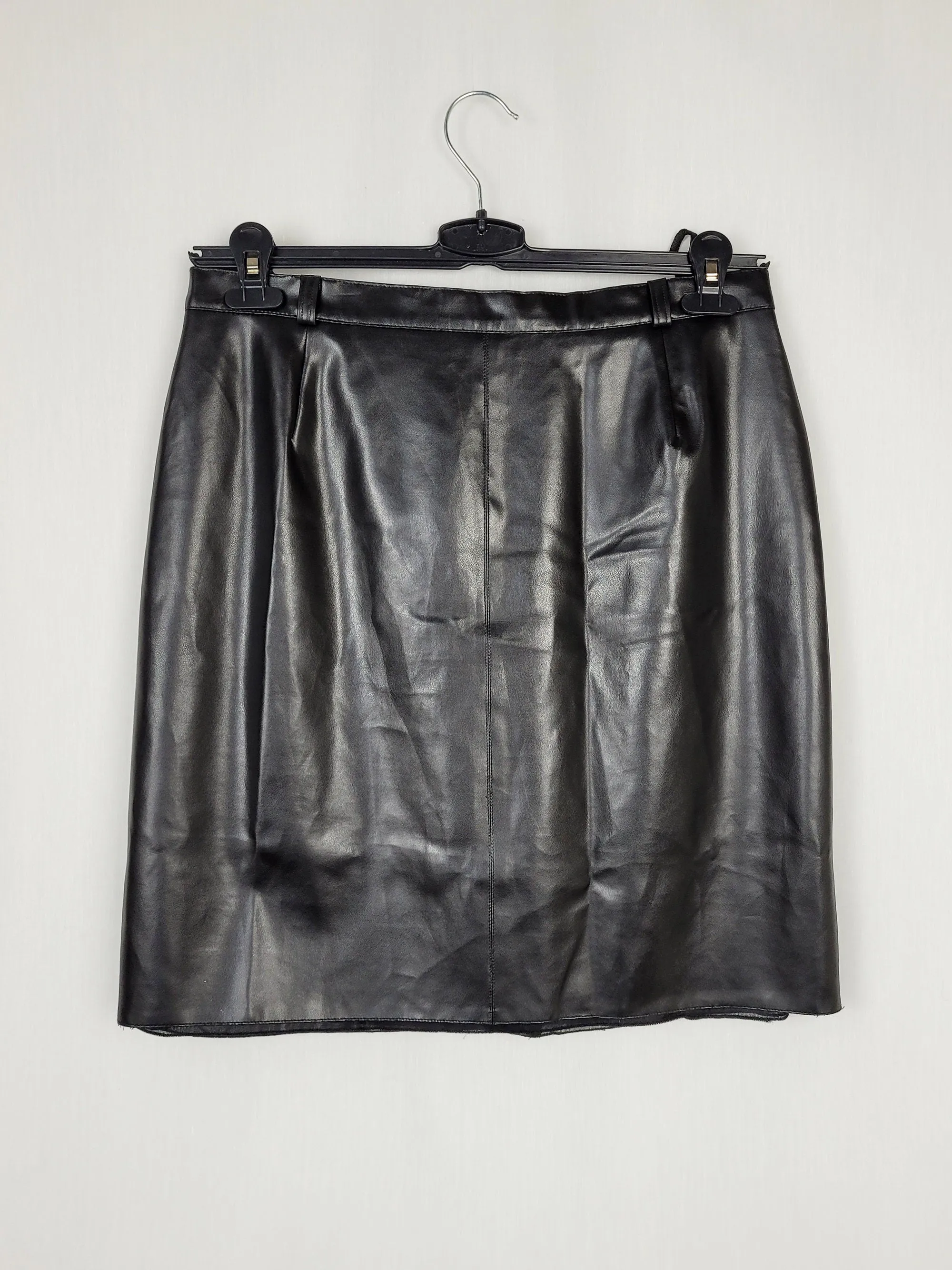 Vintage 00s Y2K faux leather black minimalist skirt