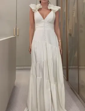 White Elegant Backless Dress