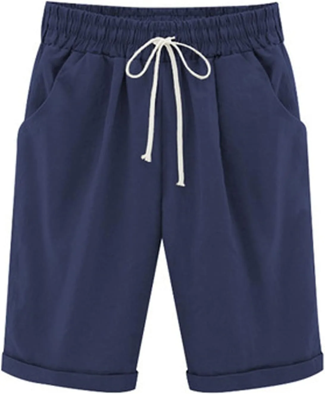 Women's Cargo Shorts Summer High Waisted Bermuda Shorts Casual Trendy Hiking Outfits Knee Length Pant with Pockets