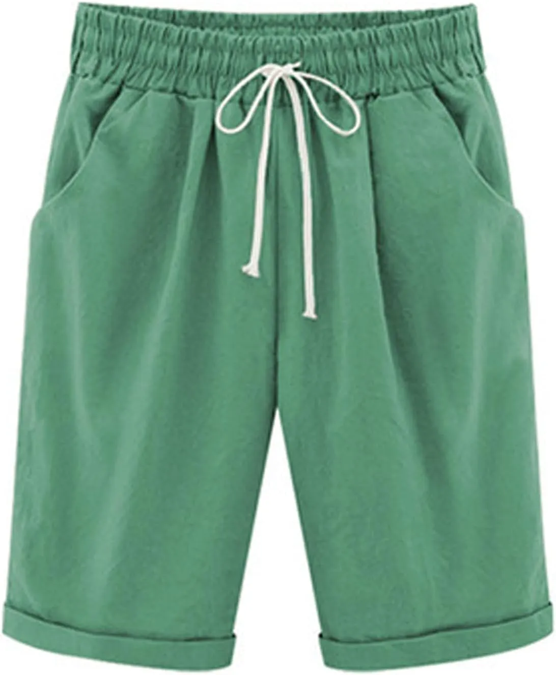 Women's Cargo Shorts Summer High Waisted Bermuda Shorts Casual Trendy Hiking Outfits Knee Length Pant with Pockets