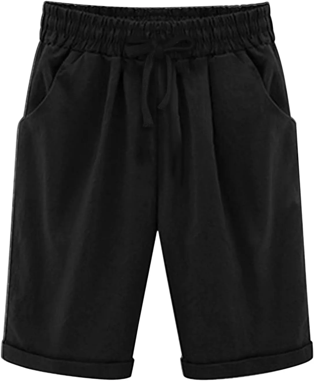 Women's Cargo Shorts Summer High Waisted Bermuda Shorts Casual Trendy Hiking Outfits Knee Length Pant with Pockets