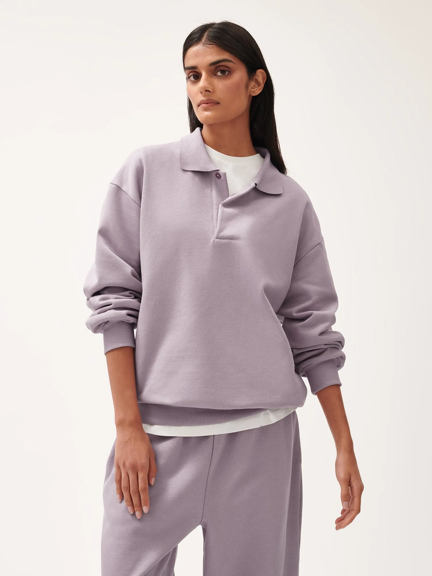 Womens DNA Heavyweight Polo Sweatshirt—raisin purple