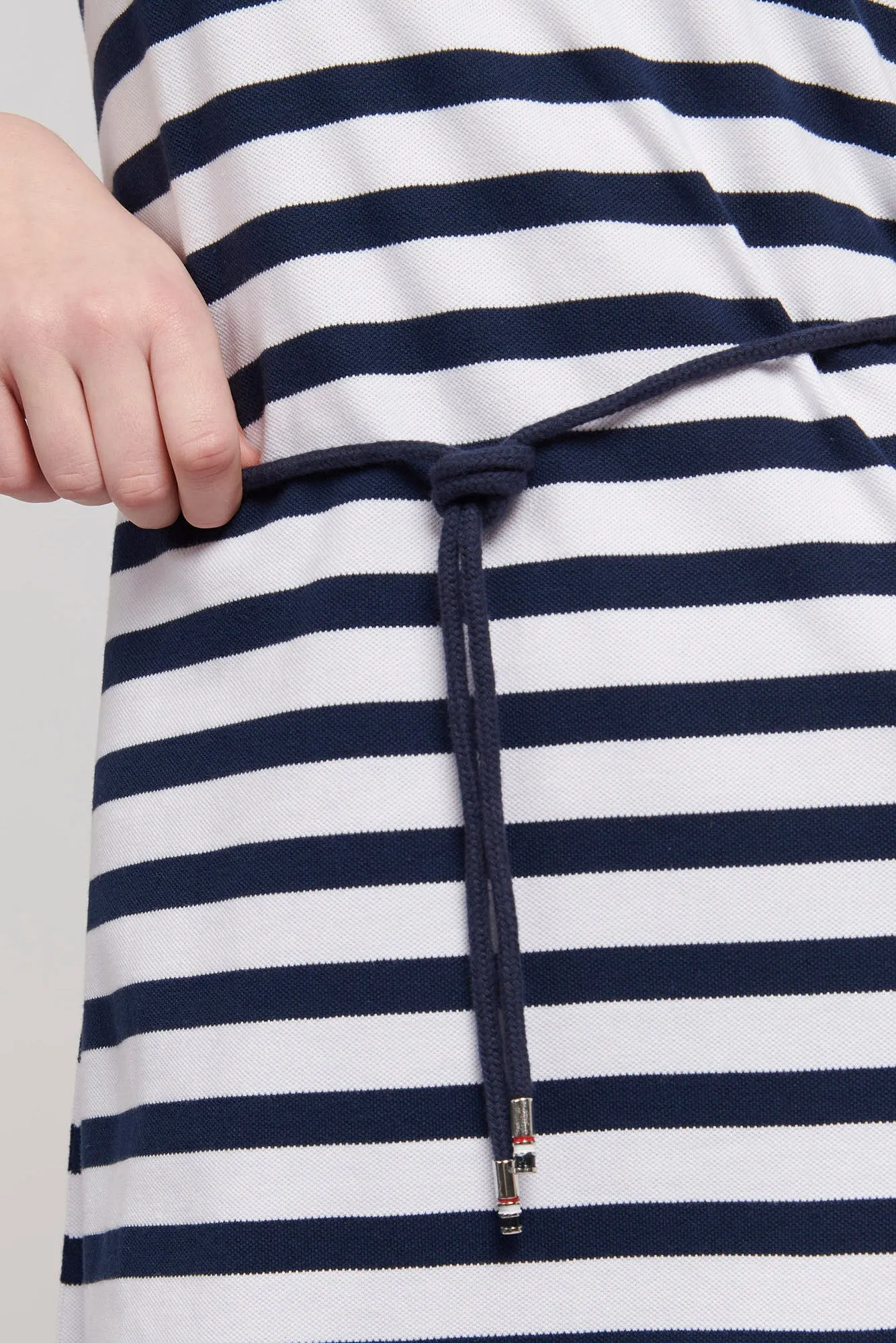 Womens Relaxed Stripe Polo Dress in Navy Iris