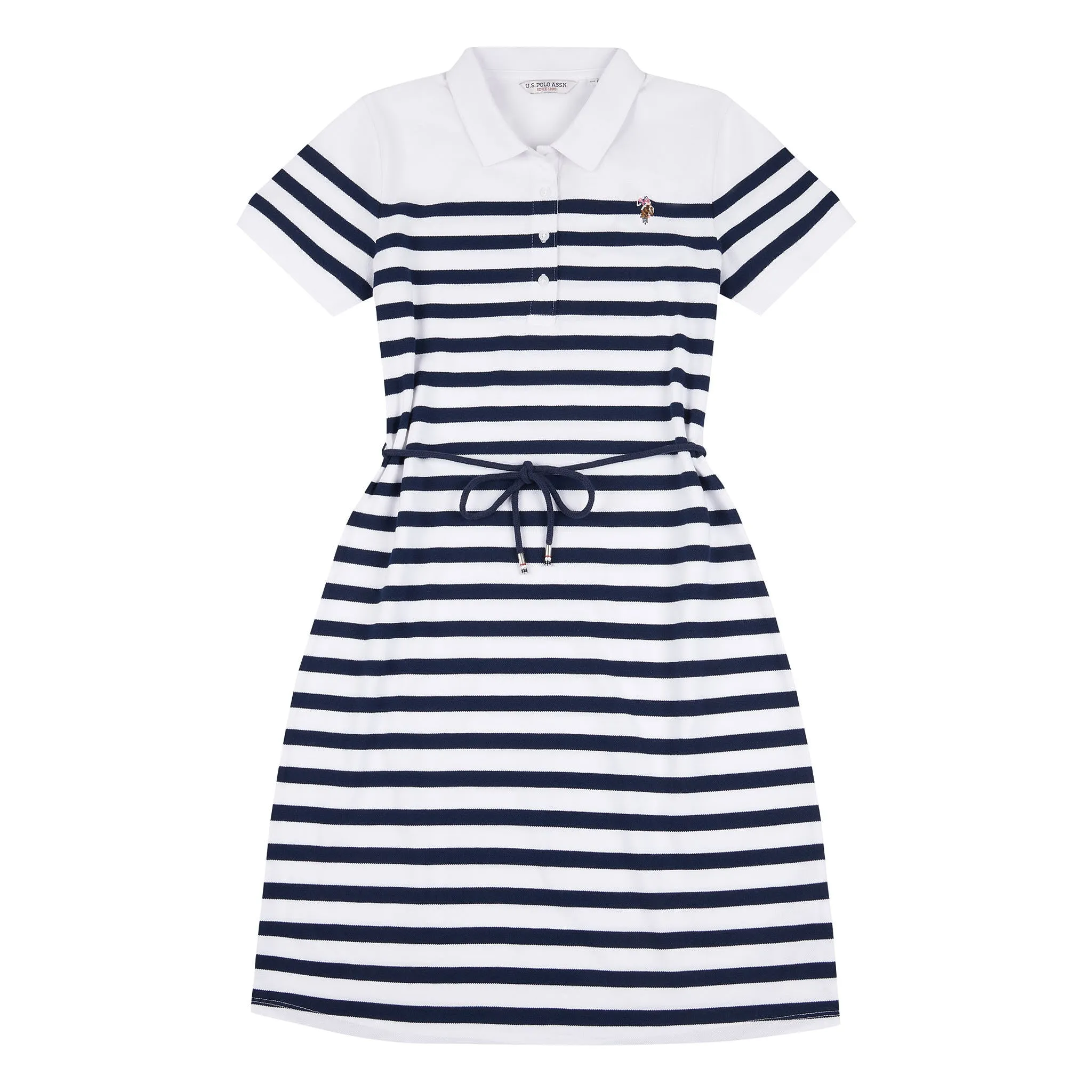 Womens Relaxed Stripe Polo Dress in Navy Iris