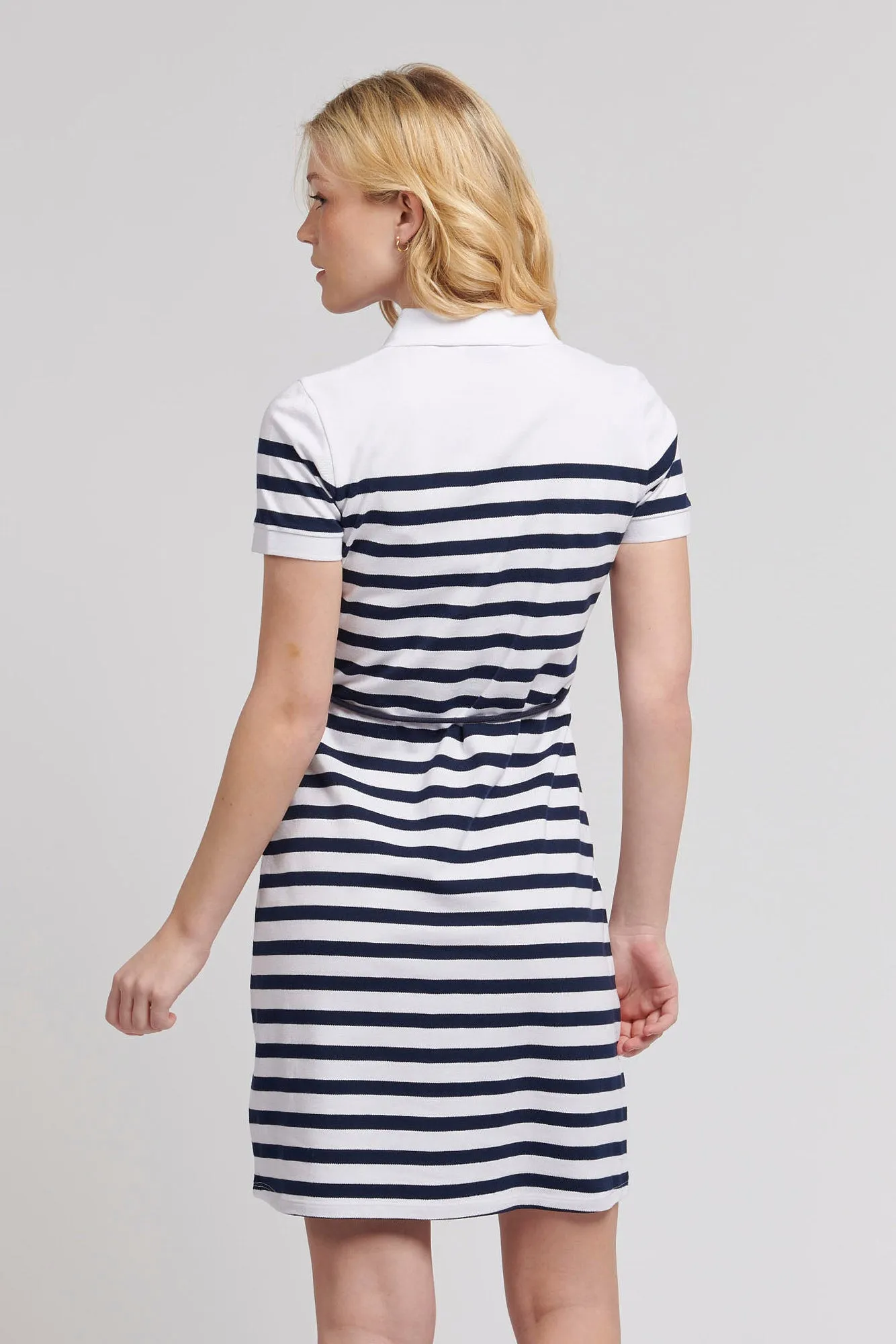 Womens Relaxed Stripe Polo Dress in Navy Iris