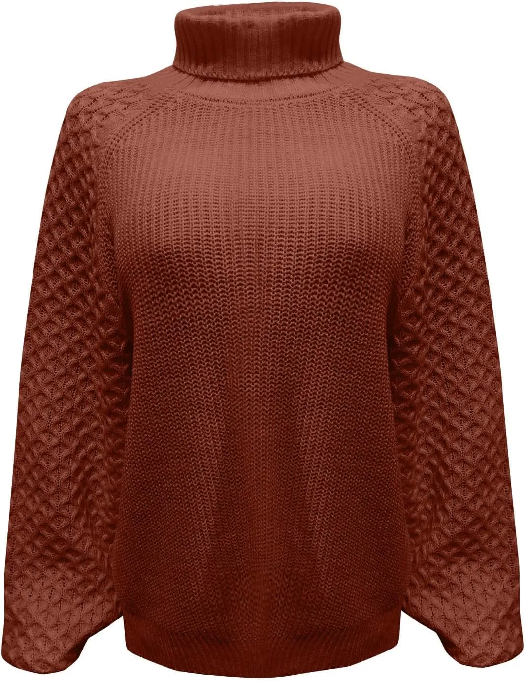 Women's Turtleneck Sweaters 2023 Trendy Cable Knit Lantern Long Sleeve Fall Winter Oversized Pullover Sweater Tops