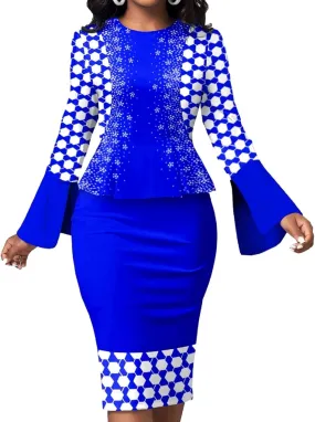 Xinlees Women's Bodycon Pencil Dress with Bell Sleeves Elegant and Versatile Casual Sheath Dress